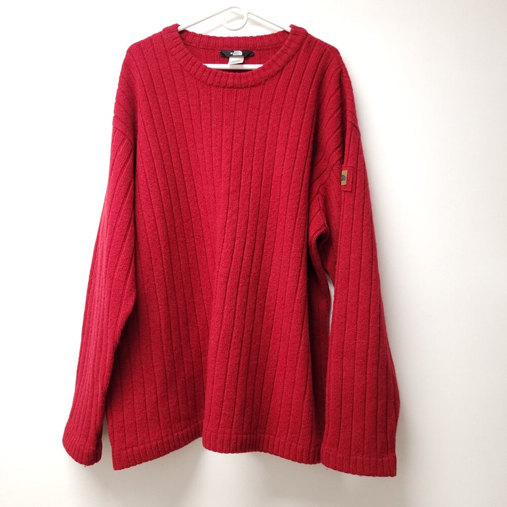 The North Face Mens Wool Crew Neck Long Sleeve Sweater Size XXL Red